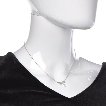 Tiffany Platinum Diamond Mini Bow Pendant Necklace 2 of 7