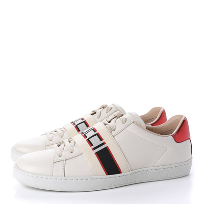 Gucci Calfskin Stripe Womens New Ace Sneakers 39 New Mystic White Ecru Red Flame 3 of 10