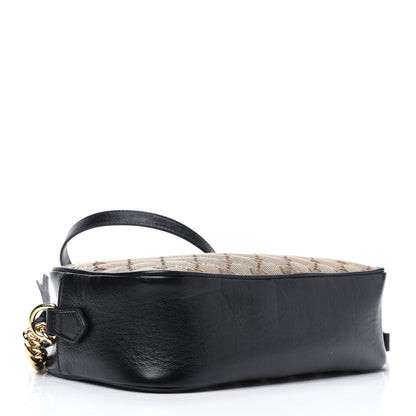 Gucci Monogram Matelasse Diagonal Small GG Marmont Chain Shoulder Bag Beige Black 4 of 11
