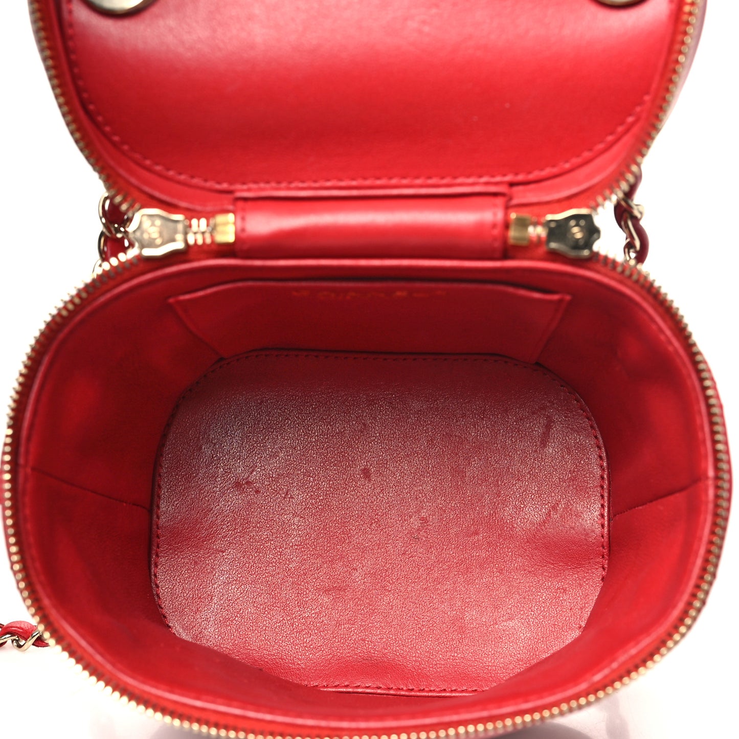 Lambskin Quilted Trendy Vanity Case Red