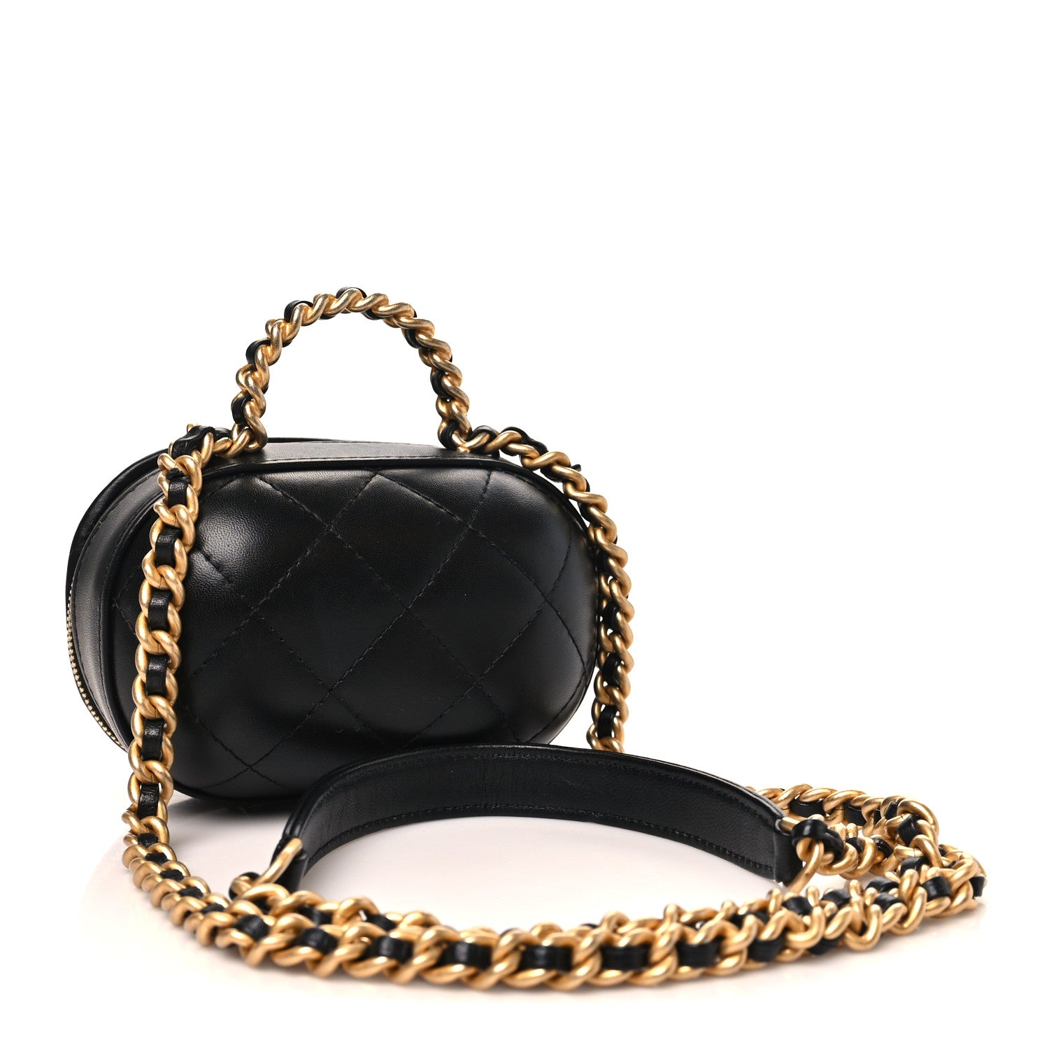 Chanel Lambskin Quilted CC Bubble Vanity Case With Chain Black 2 of 10