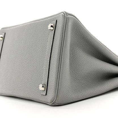 Hermes Togo Horseshoe Birkin 30 Gris Mouette Bleu Electrique 10 of 12