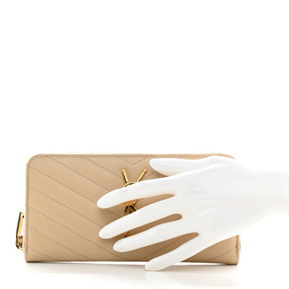 Saint Laurent Grain De Poudre Matelasse Chevron Monogram Zip Around Wallet Nude Powder 2 of 6