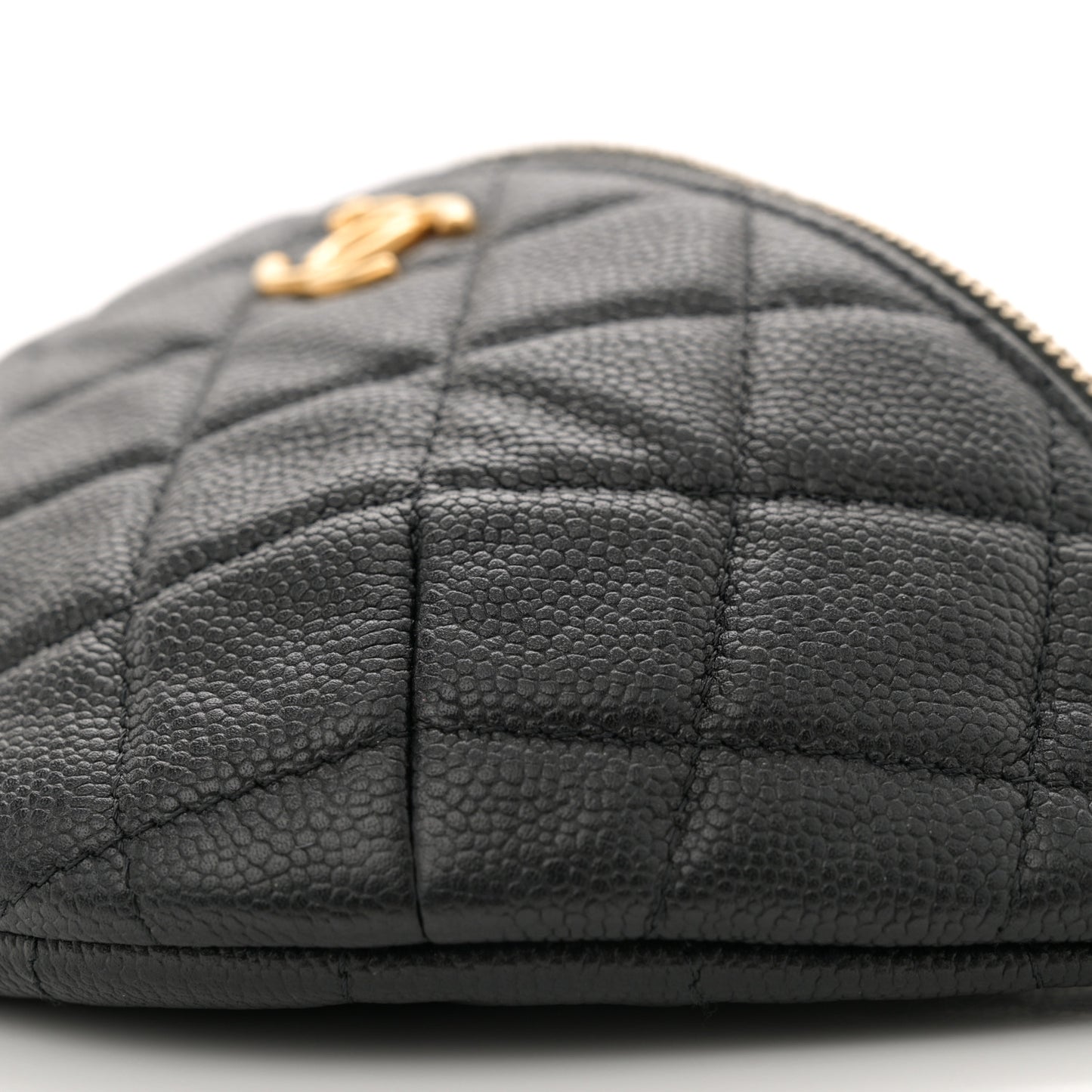 Caviar Quilted Sweetheart Belt Bag Black