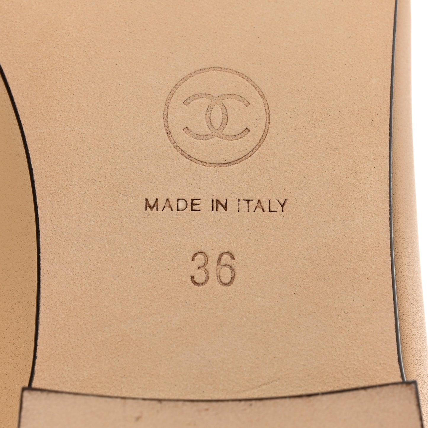 Lambskin Cap Toe CC Ballerina Flats 36 Beige Black