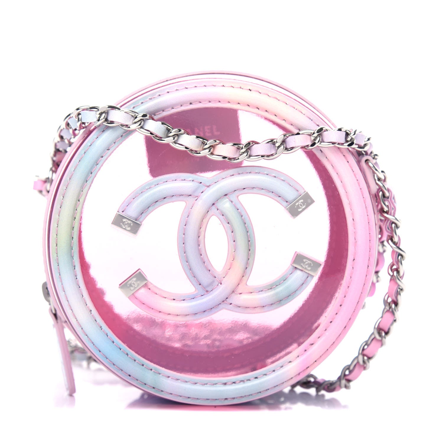 Chanel PVC Lambskin Filigree Round Clutch With Chain Pink 1 of 10
