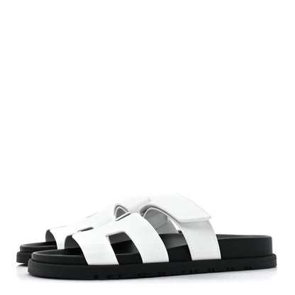 Hermes Calfskin Womens Chypre Sandals 37 White 3 of 9