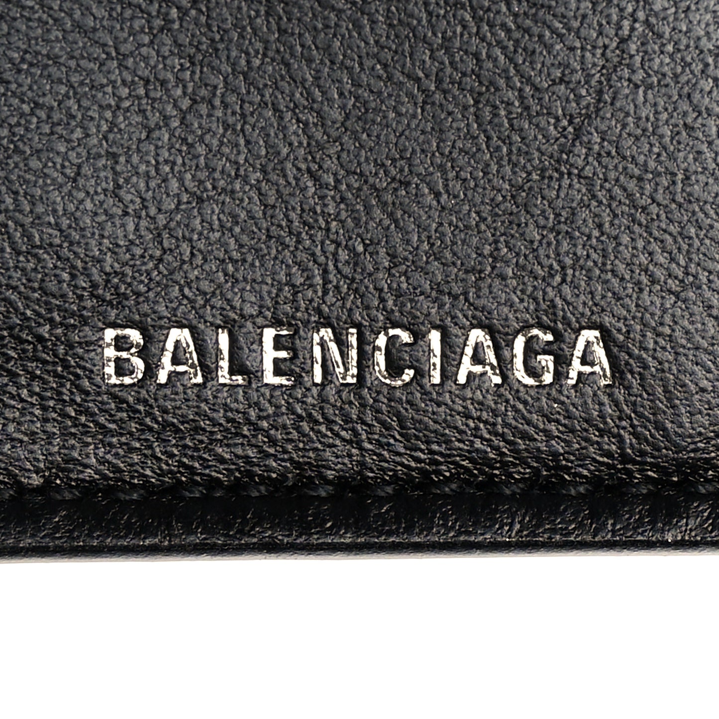 Calfskin Leopard Print Logo Everyday Mini Wallet Black