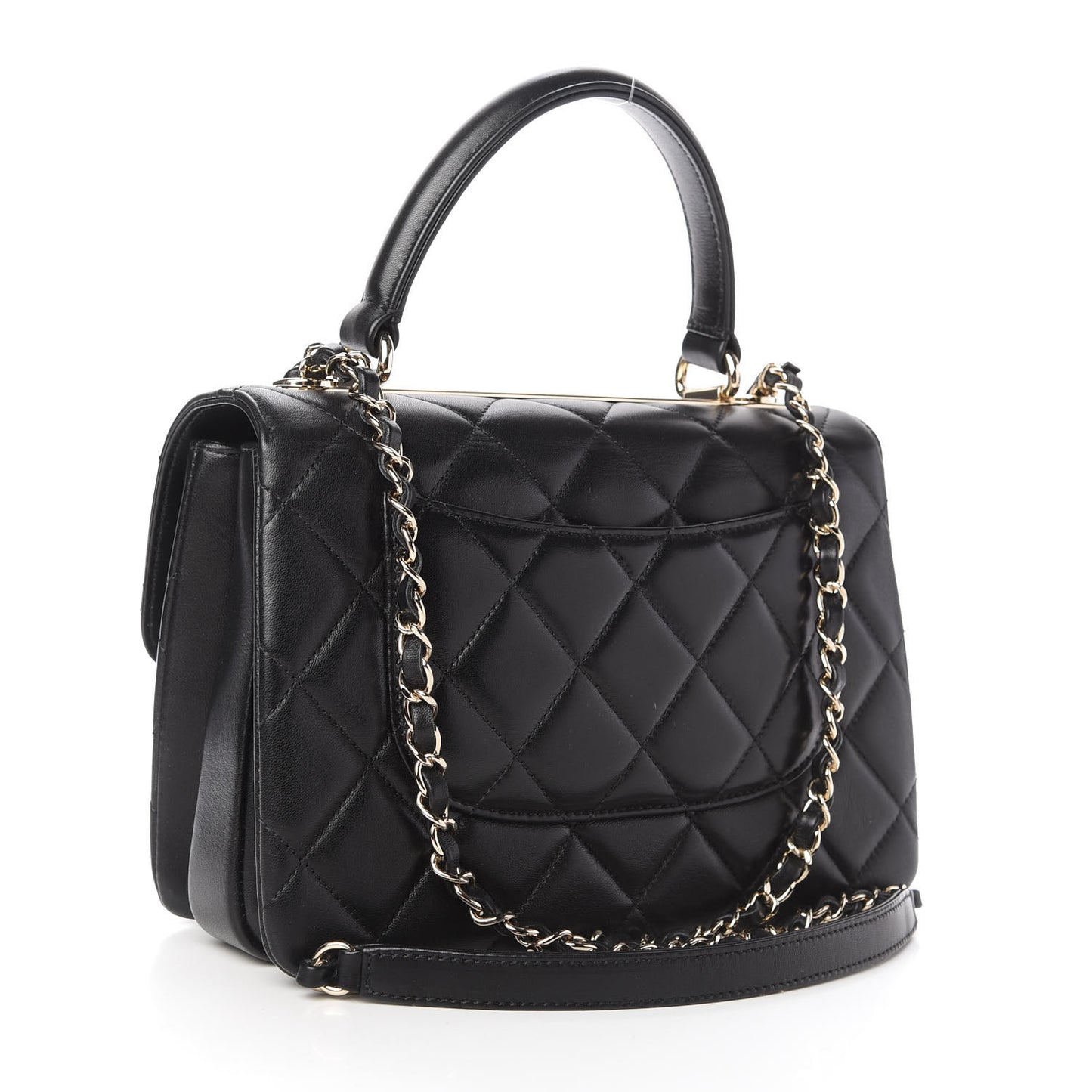 Lambskin Quilted Small Trendy CC Dual Handle Flap Bag Black
