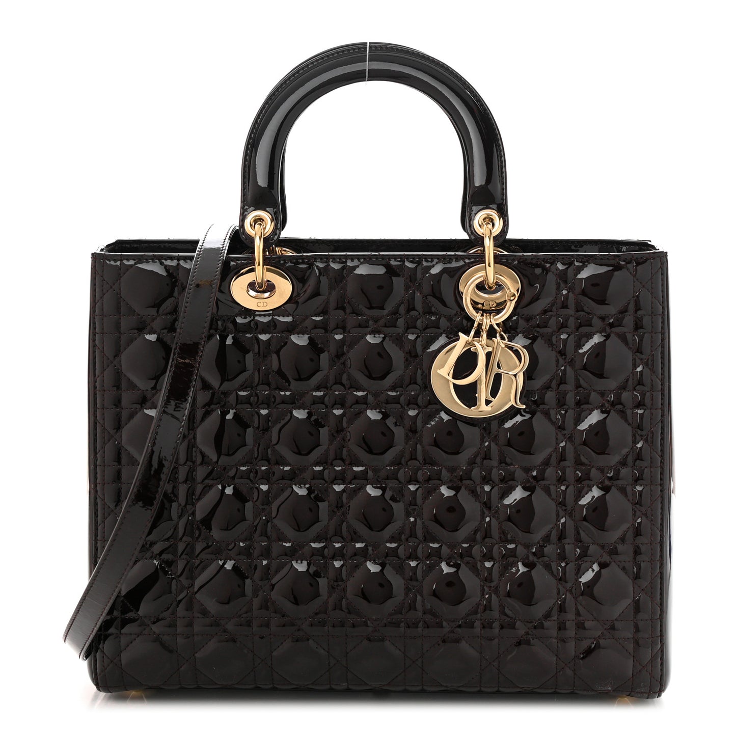 Patent Cannage Large Lady Dior Burgundy
