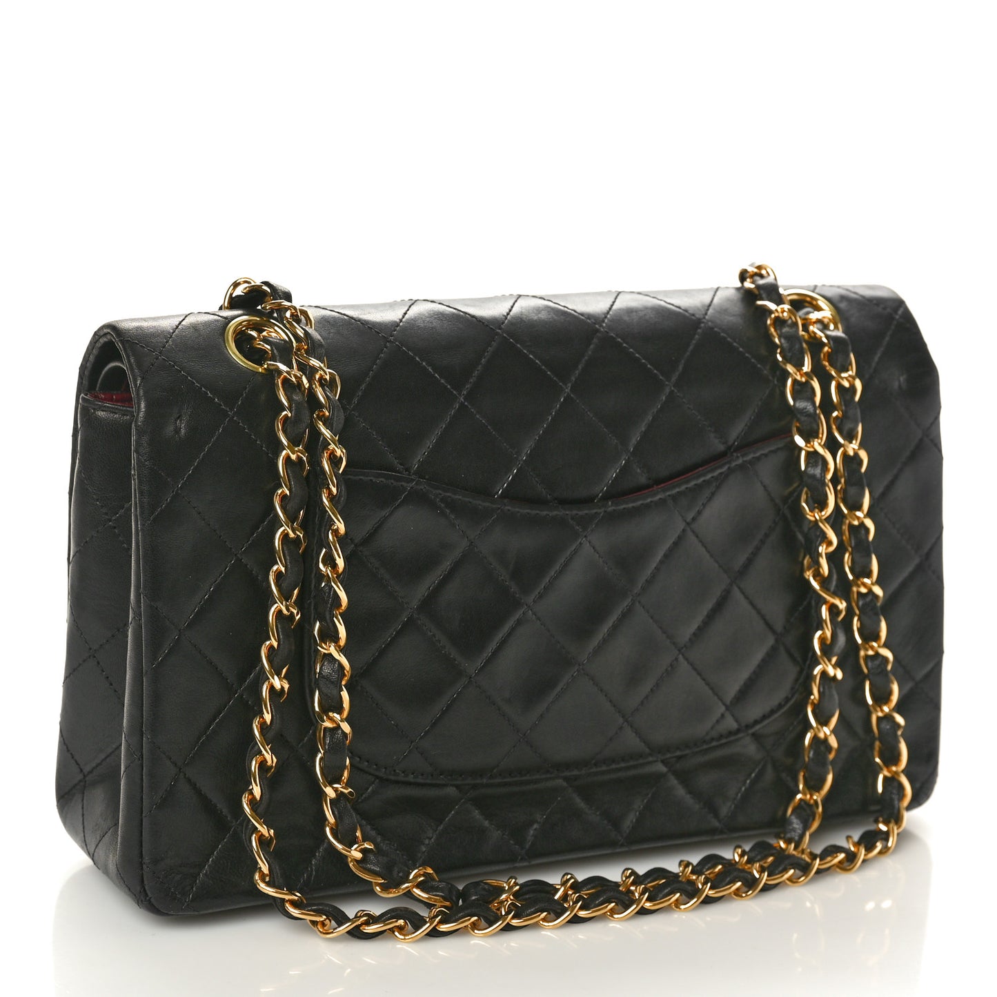 Lambskin Quilted Medium Double Flap Black