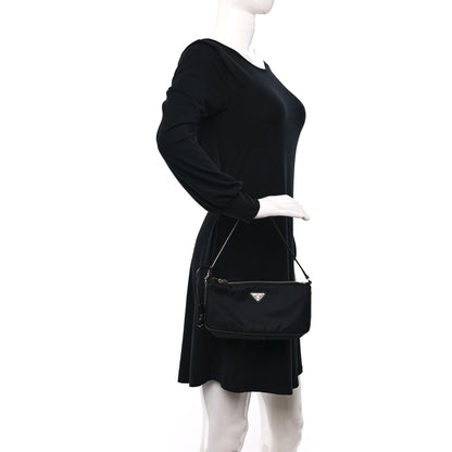 Prada Nylon Saffiano Mini Re-Edition 2005 Bag Black 2 of 9