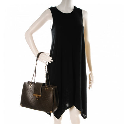 Chanel Lambskin Around The Corner Medium Shopping Tote Khaki 2 of 7