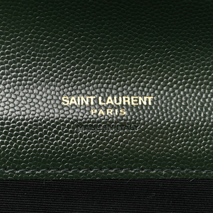 Saint Laurent Grain De Poudre Textured Mixed Matelasse Triquilt Monogram Clutch Vert Fonce 6 of 7