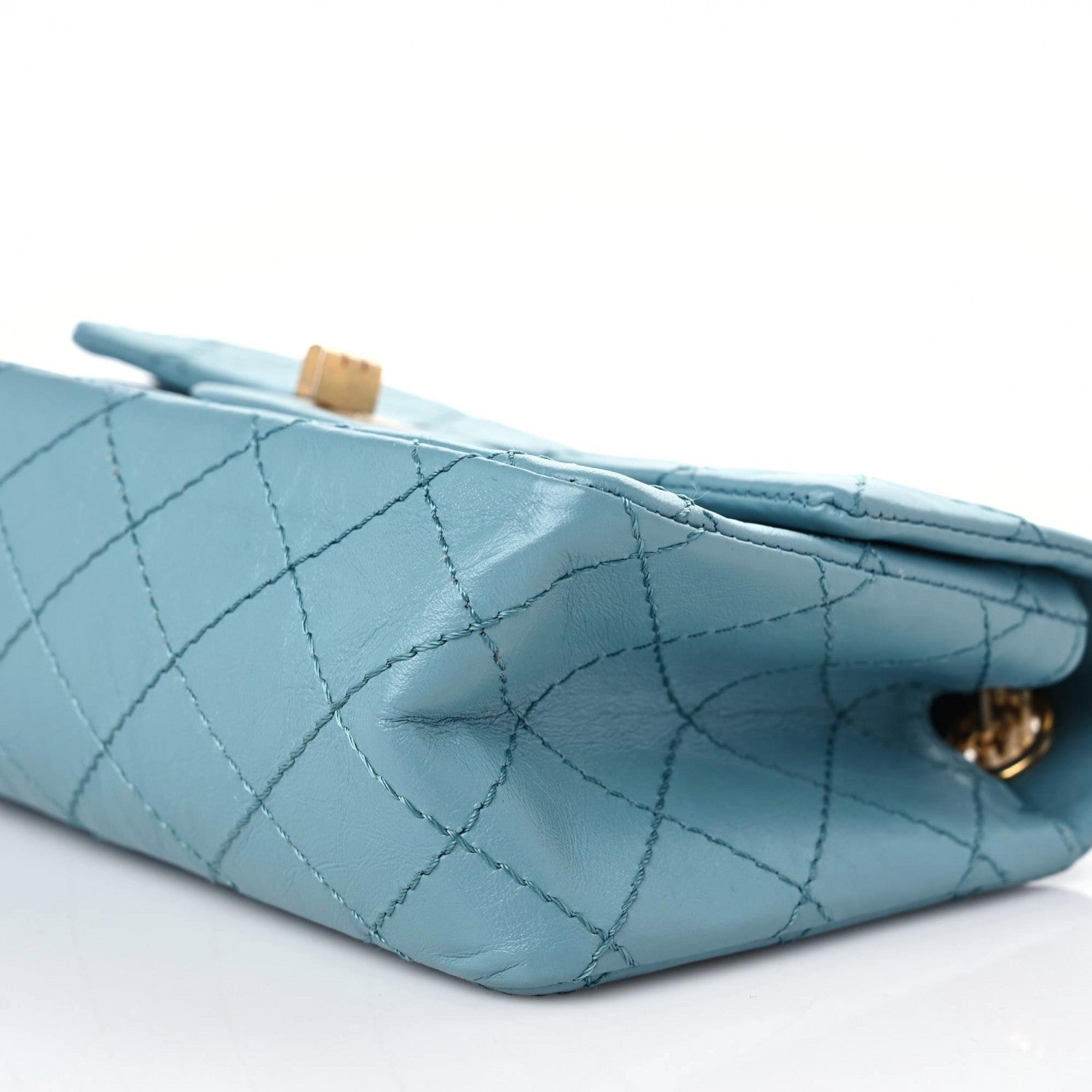 Chanel Aged Calfskin Quilted 2.55 Reissue Mini Flap Blue 9 of 10