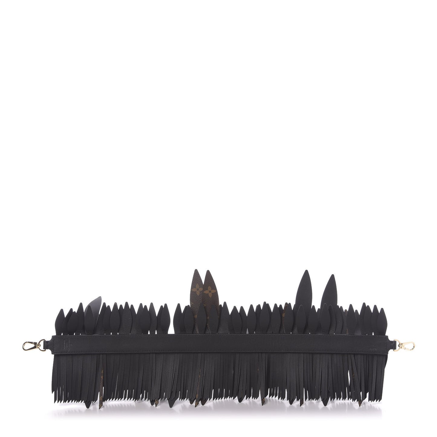 Reverse Monogram Fringes Bandouliere Shoulder Strap PM Black