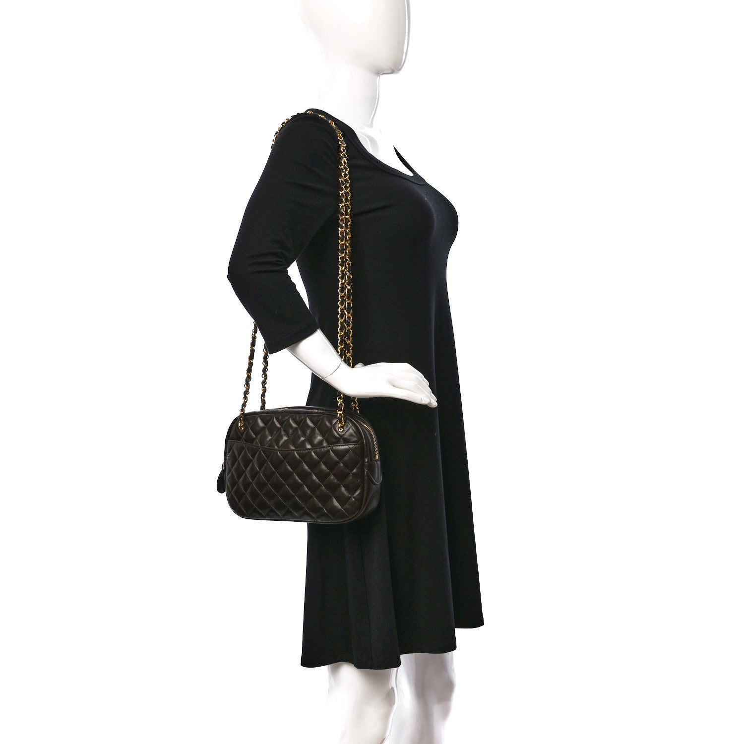 Chanel Lambskin Quilted Camera Case Brown 2 of 12