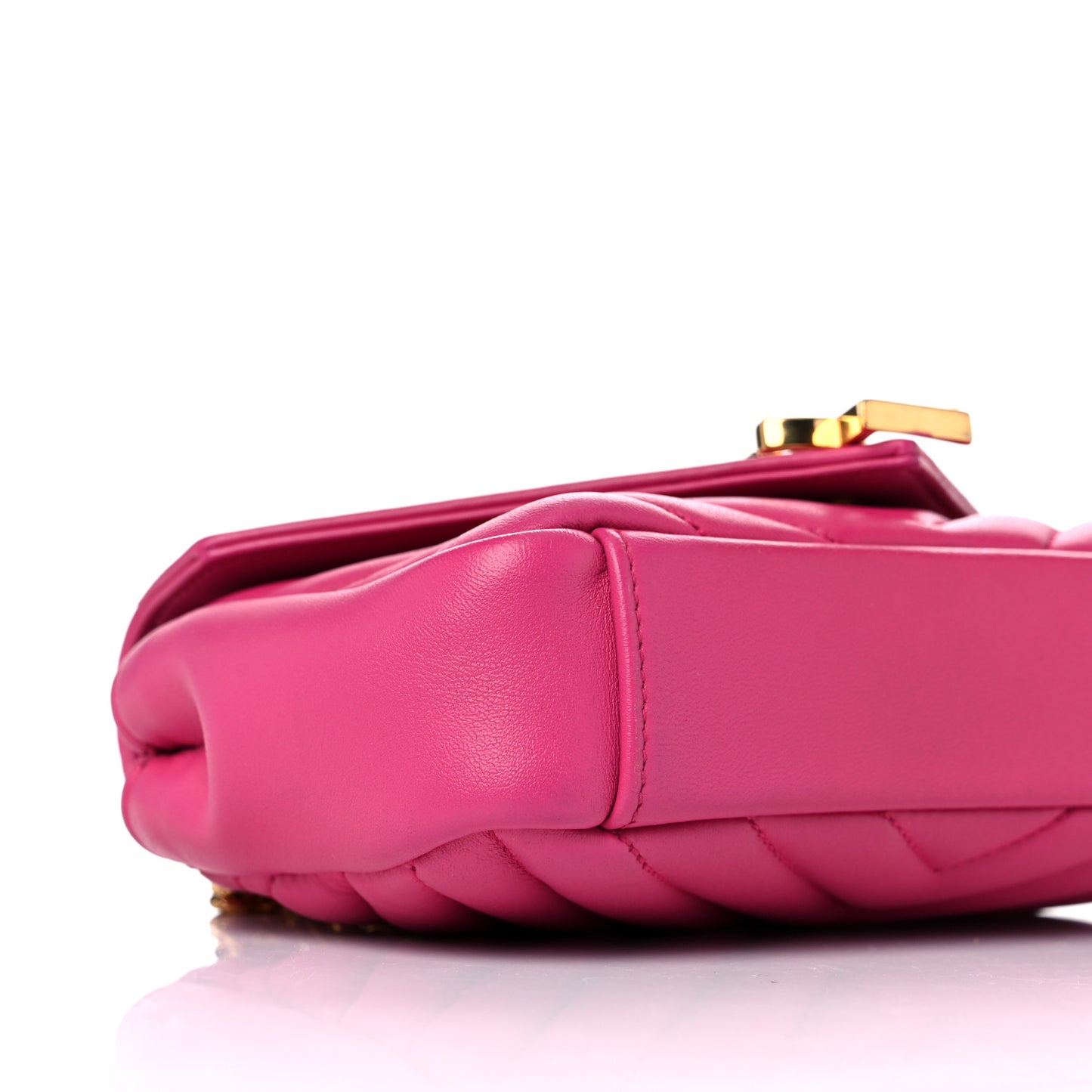 Calfskin Matelasse Chevron Classic Monogram Baby Chain Bag Fuchsia
