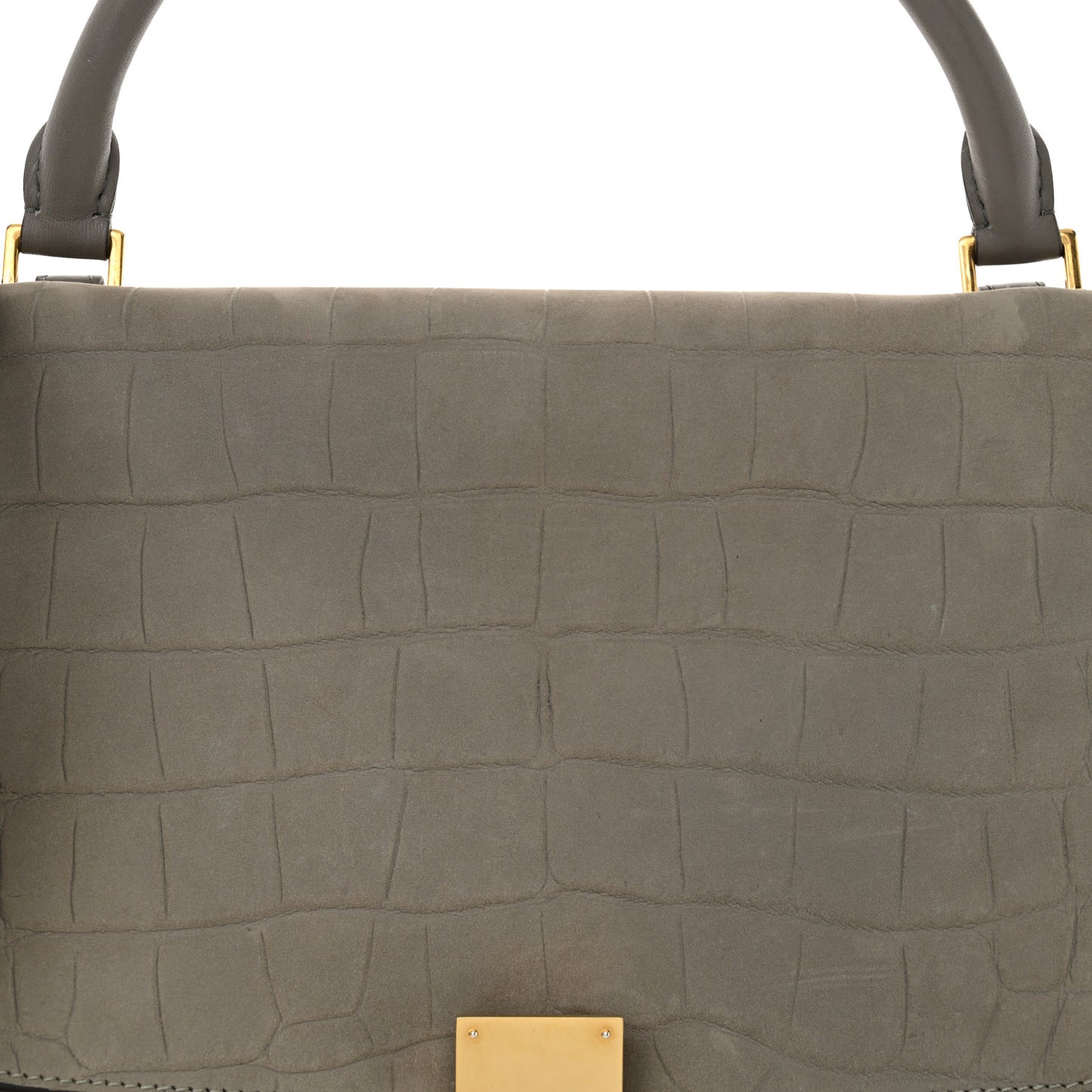 Crocodile Embossed Nubuck Medium Trapeze Grey