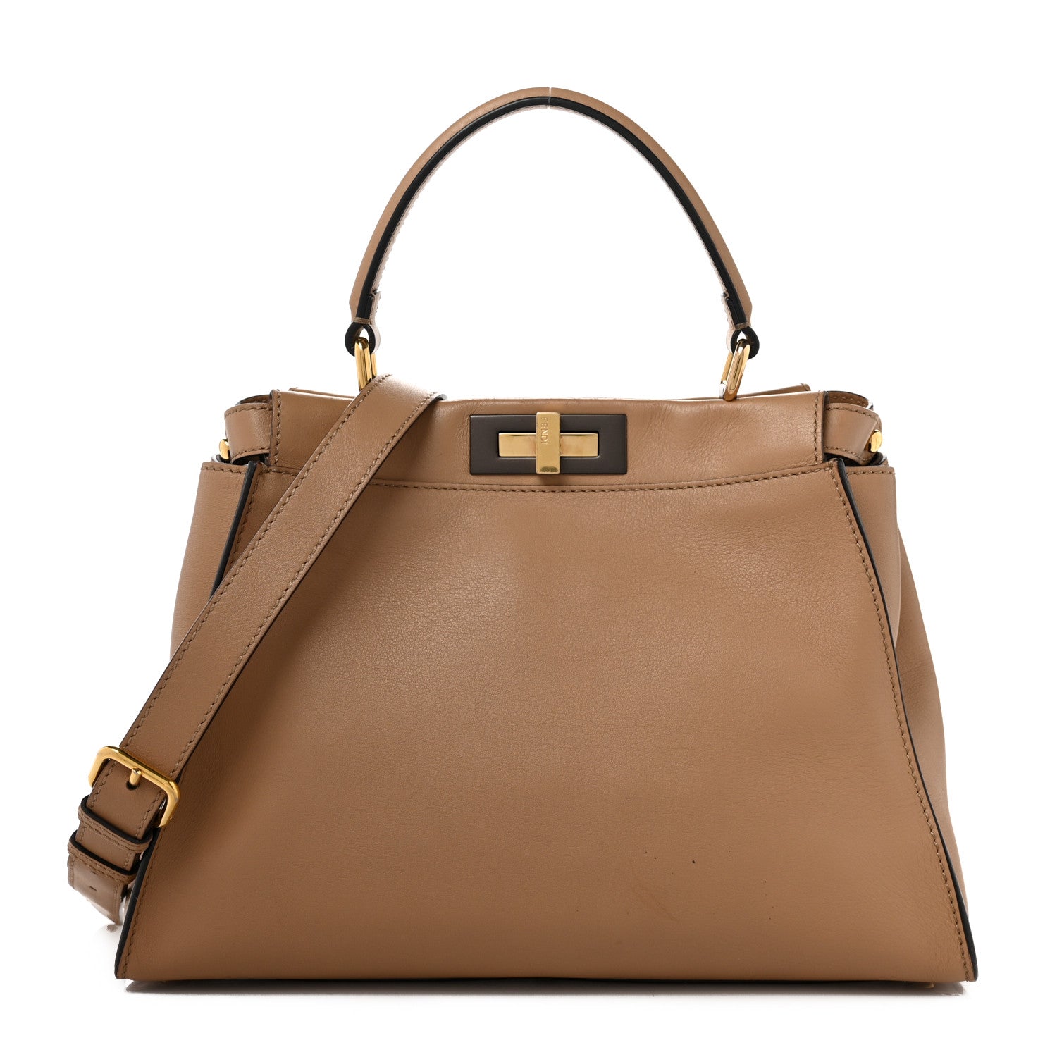Fendi Vitello Seta Medium Peekaboo Iconic Satchel Cuoio 1 of 8