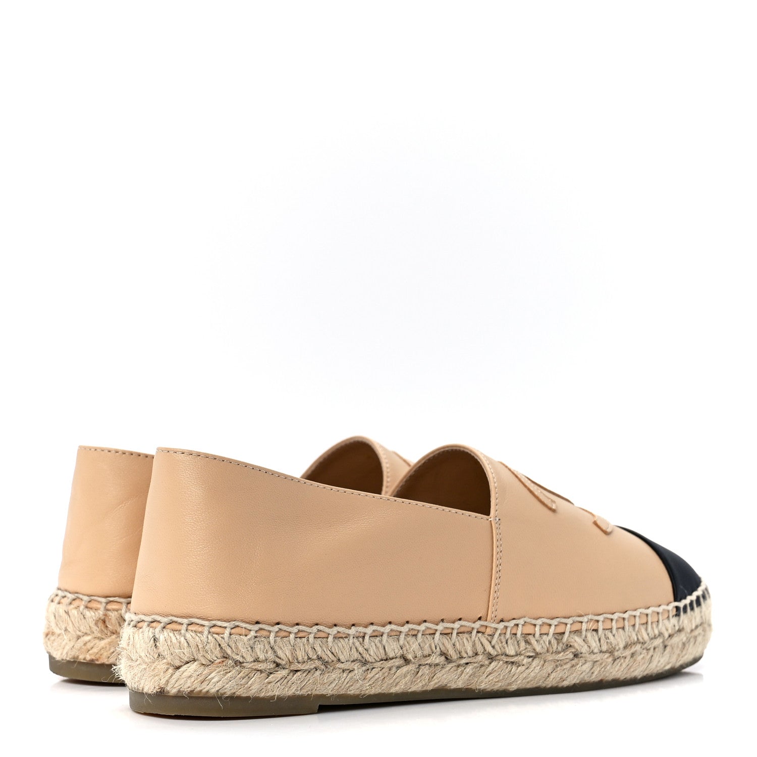 Chanel Lambskin CC Espadrilles 37 Beige Black 4 of 11