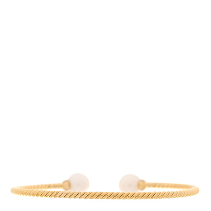 David Yurman 18K Yellow Gold Diamond Pearl 8.5mm Solari Bracelet 2 of 4