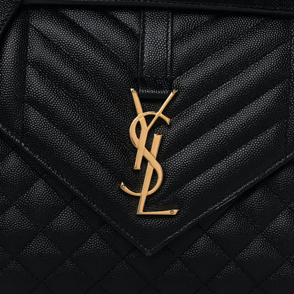 Saint Laurent Grain De Poudre Textured Mixed Matelasse Triquilt Medium Monogram Satchel Black 9 of 13