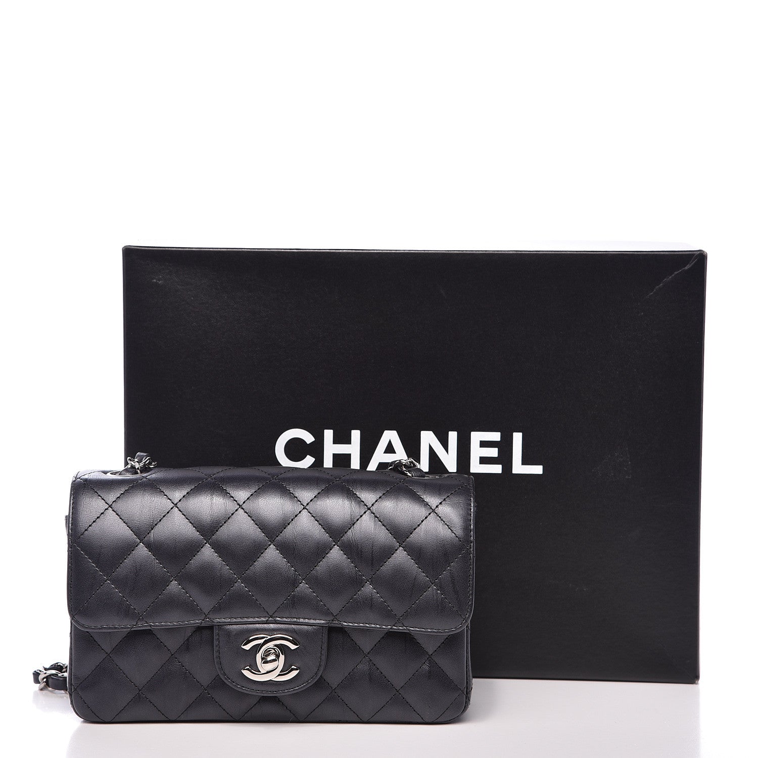 Chanel Iridescent Calfskin Quilted Mini Rectangular Flap Charcoal 11 of 11