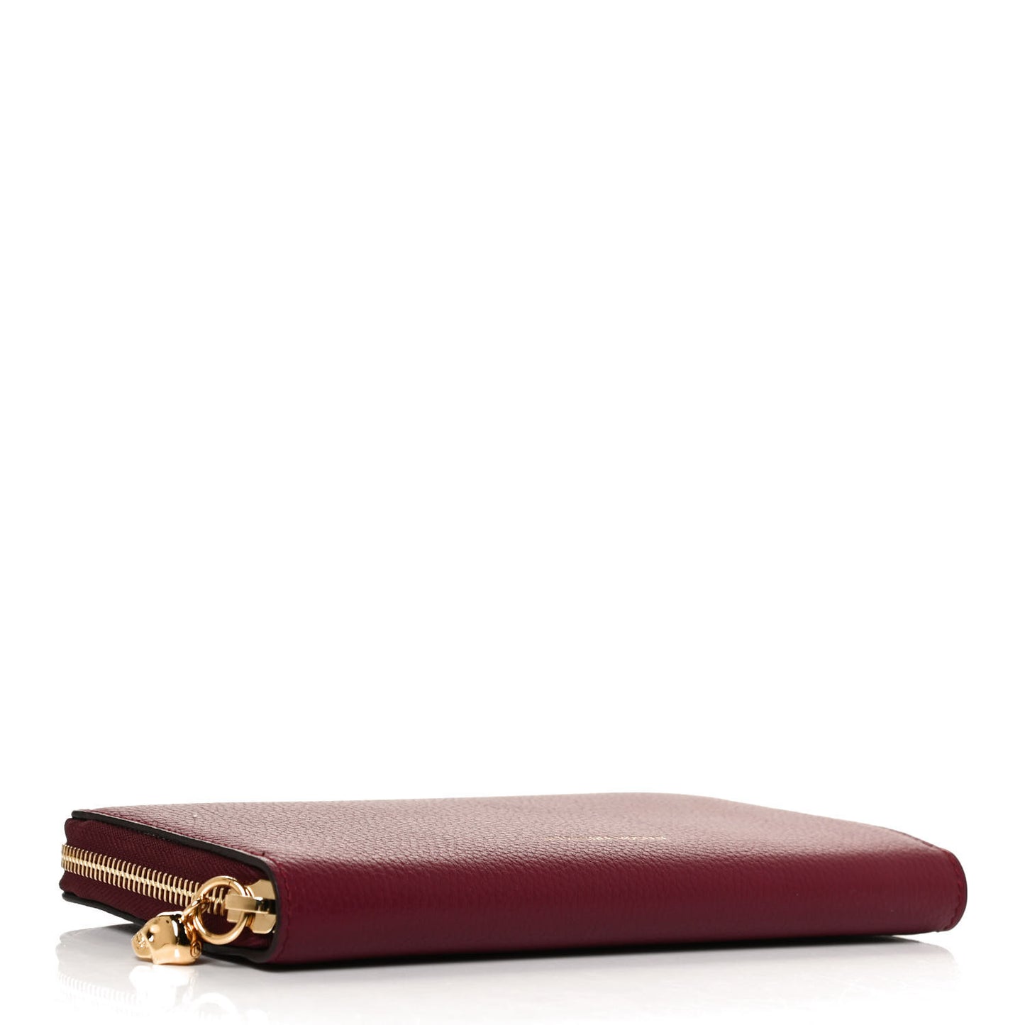 Pebbled Calfskin Skull Continental Zip Wallet Oxblood
