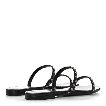 Saint Laurent Snakeskin Embossed Studded Gia Sandals 40 Black 4 of 8