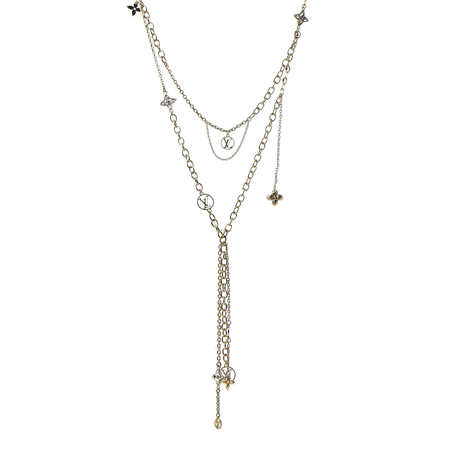 Louis Vuitton Strass Blooming Sautoir Layered Necklace Gold 1 of 5