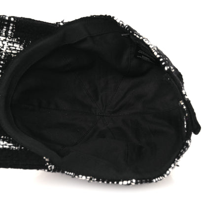 Chanel Tweed Cap Hat M Black White 7 of 10
