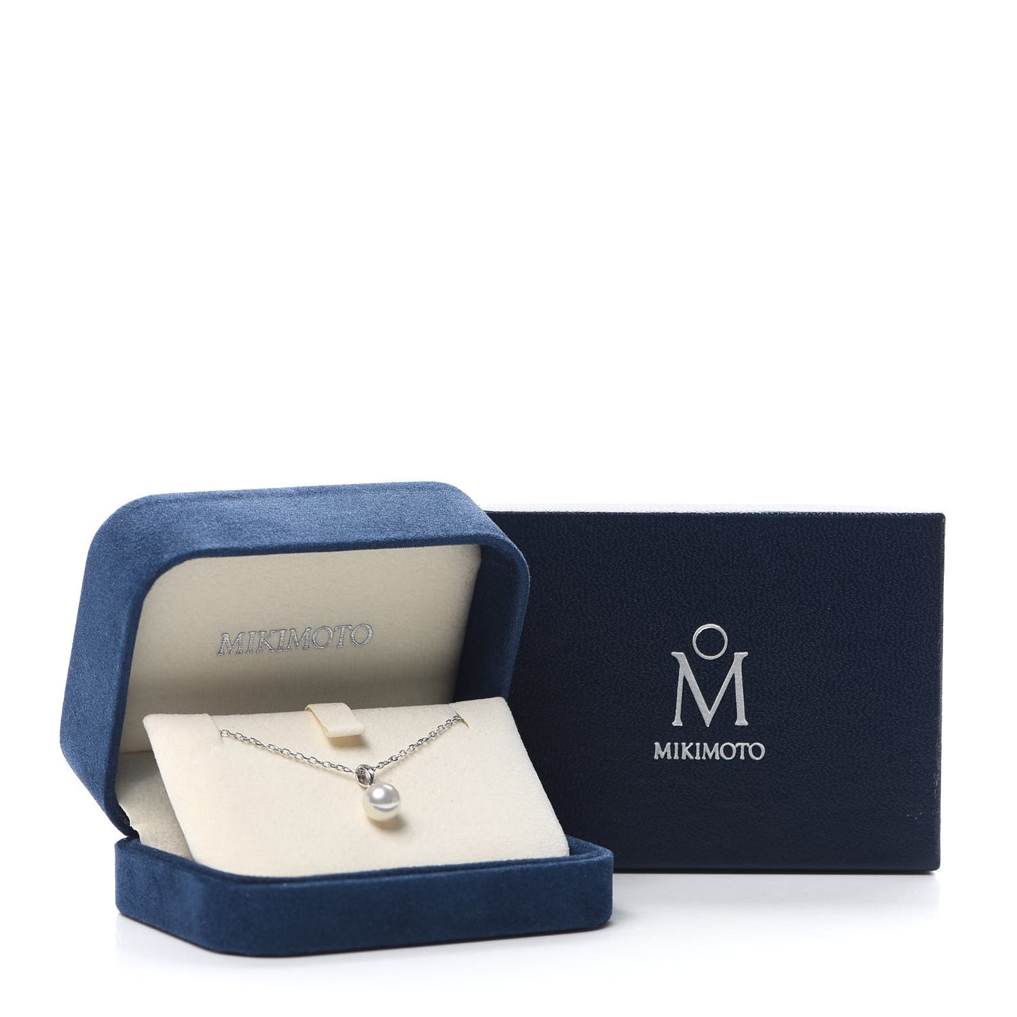 18K White Gold Akoya Pearl 8mm Pendant Necklace