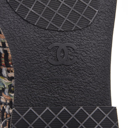 Chanel Tweed Lace Up Short Boots 38.5 Green Brown Black 6 of 10