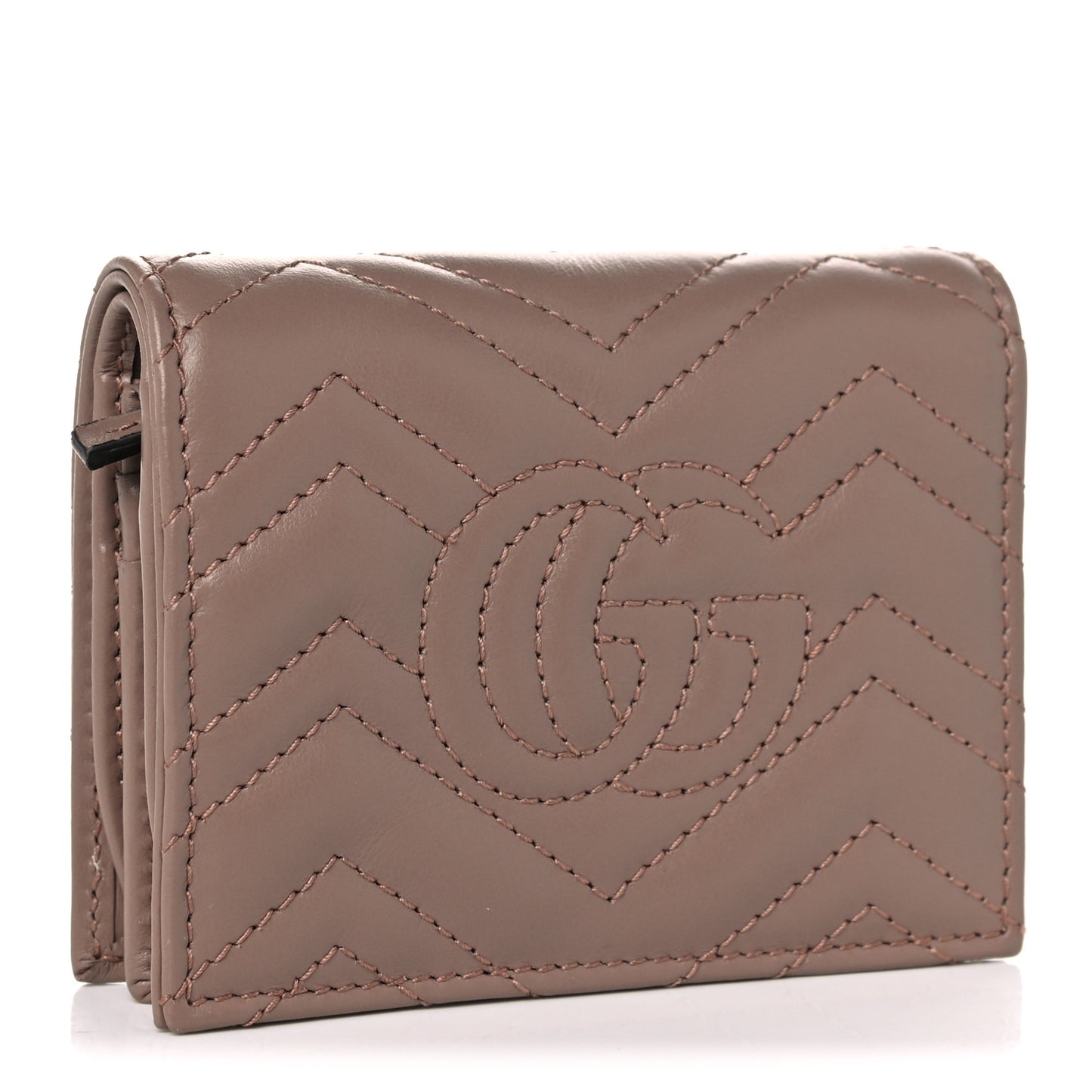 Calfskin Matelasse GG Marmont Card Case Wallet Porcelain Rose