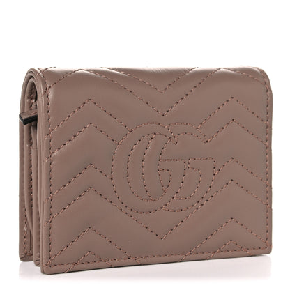 Gucci Calfskin Matelasse GG Marmont Card Case Wallet Porcelain Rose 3 of 12