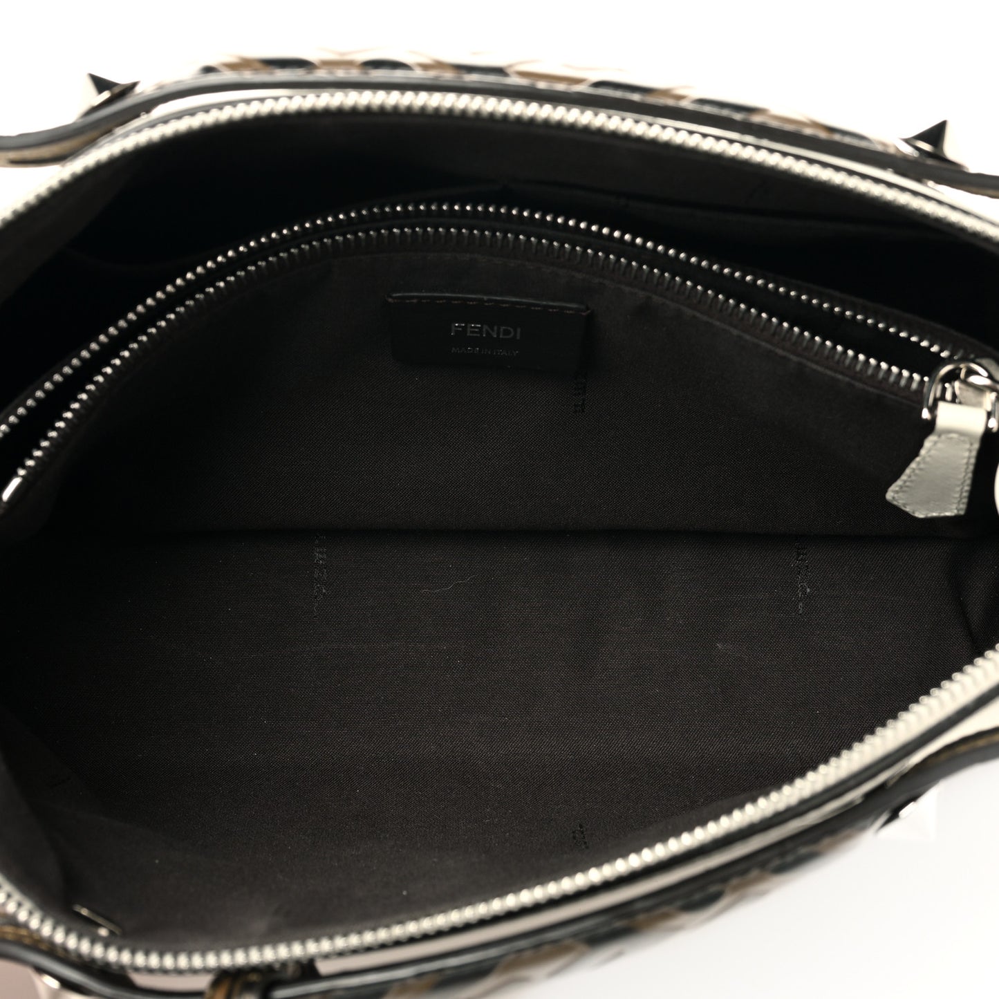 Vitello Dolce Bi-Color FF 1974 Embossed Medium By The Way Boston Bag White Ice Maya Black