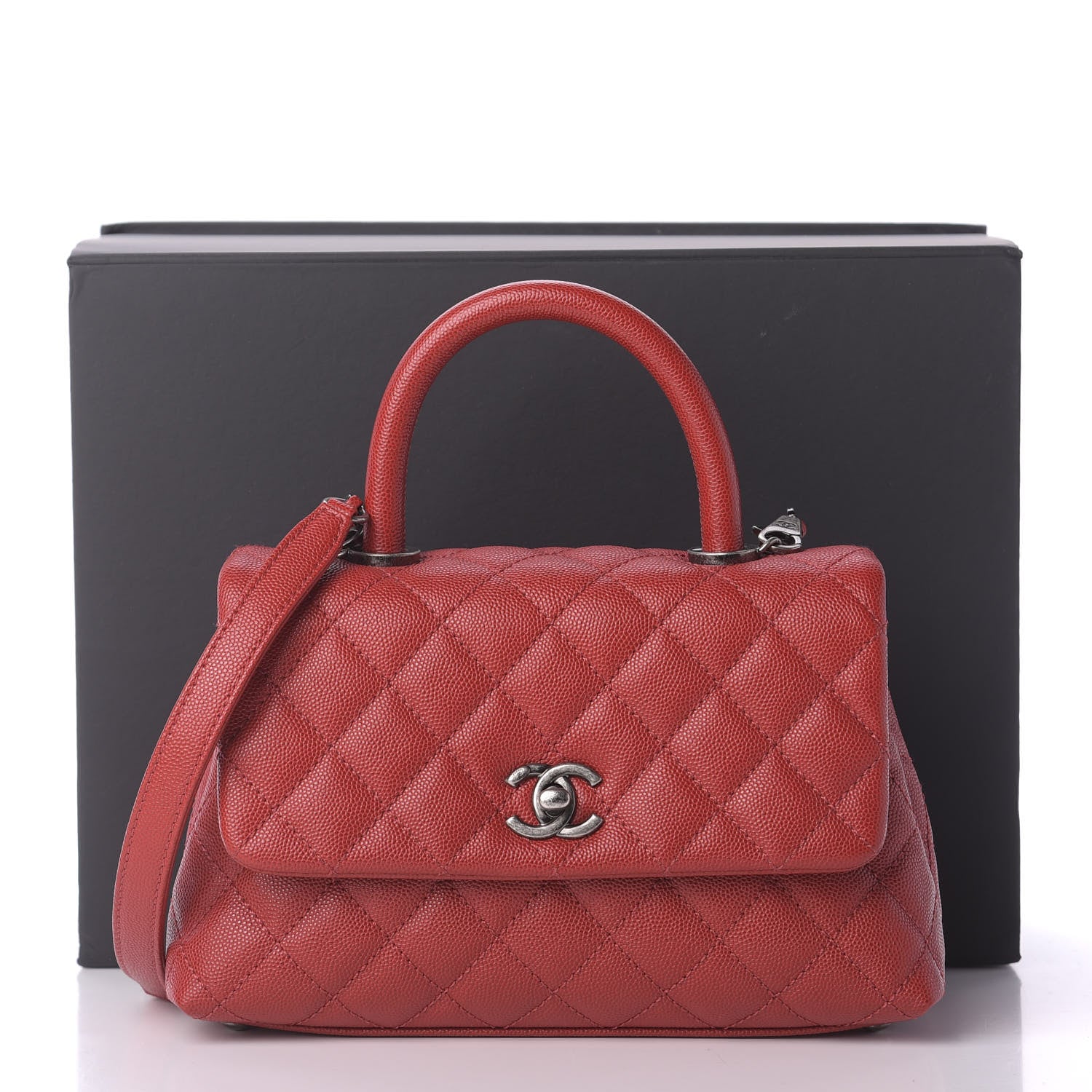 Chanel Caviar Quilted Mini Coco Handle Flap Dark Red 12 of 12