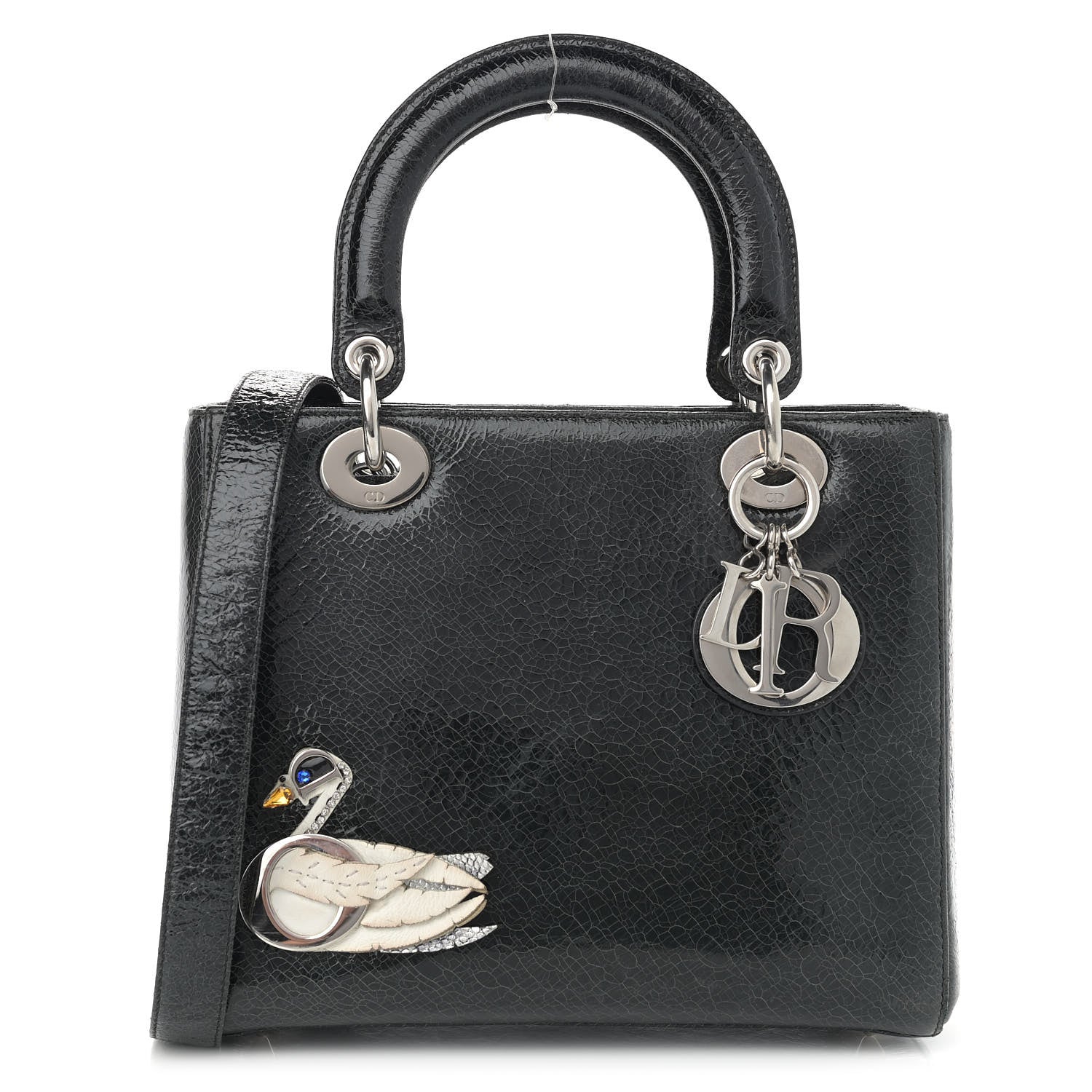 Christian Dior Ceramic Effect Deerskin Jeweled Swan Lady Dior Black 1 of 12