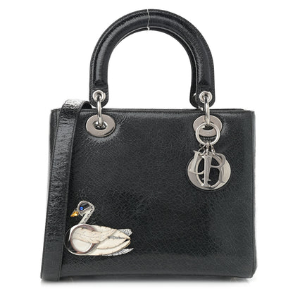 Christian Dior Ceramic Effect Deerskin Jeweled Swan Lady Dior Black 1 of 12