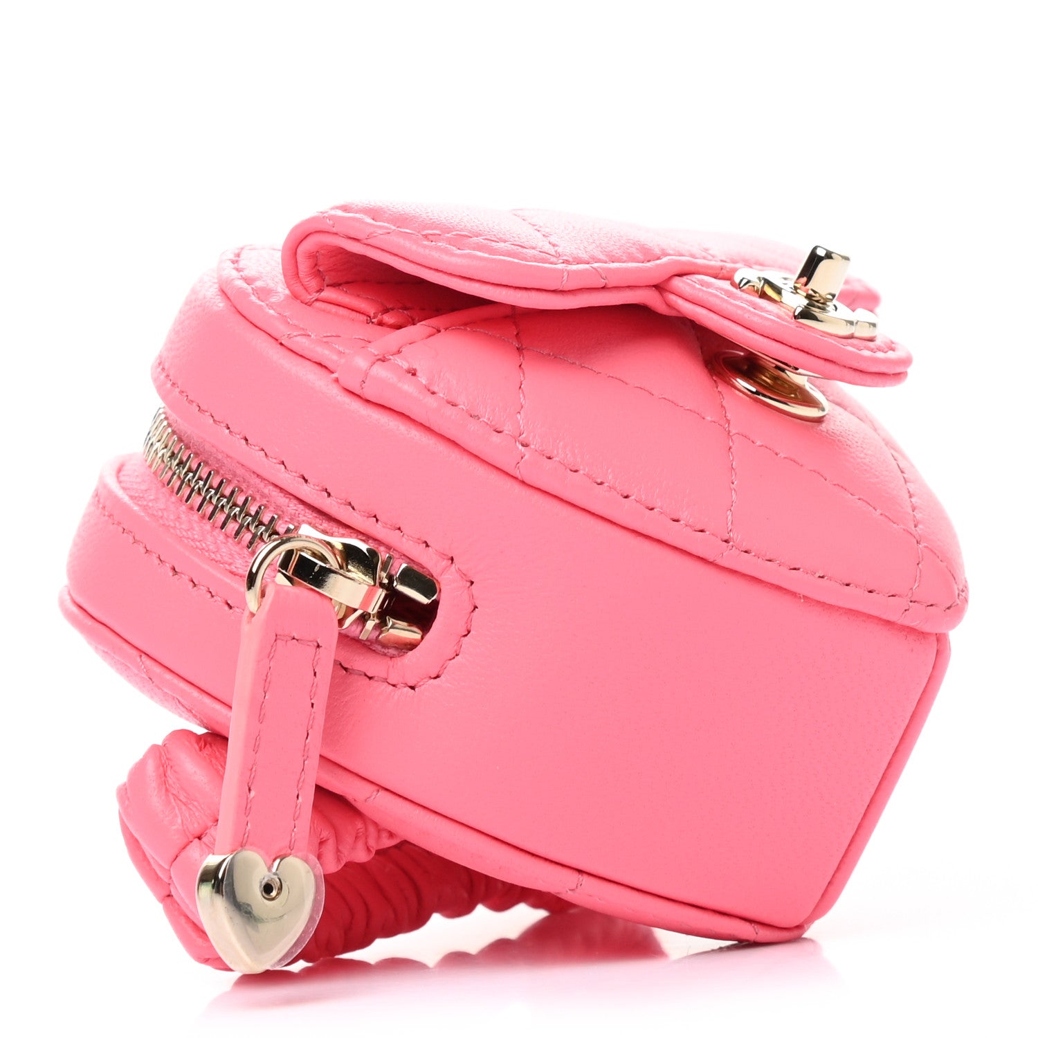 Chanel Lambskin Quilted CC In Love Heart Zipped Arm Coin Purse Pink 4 of 9