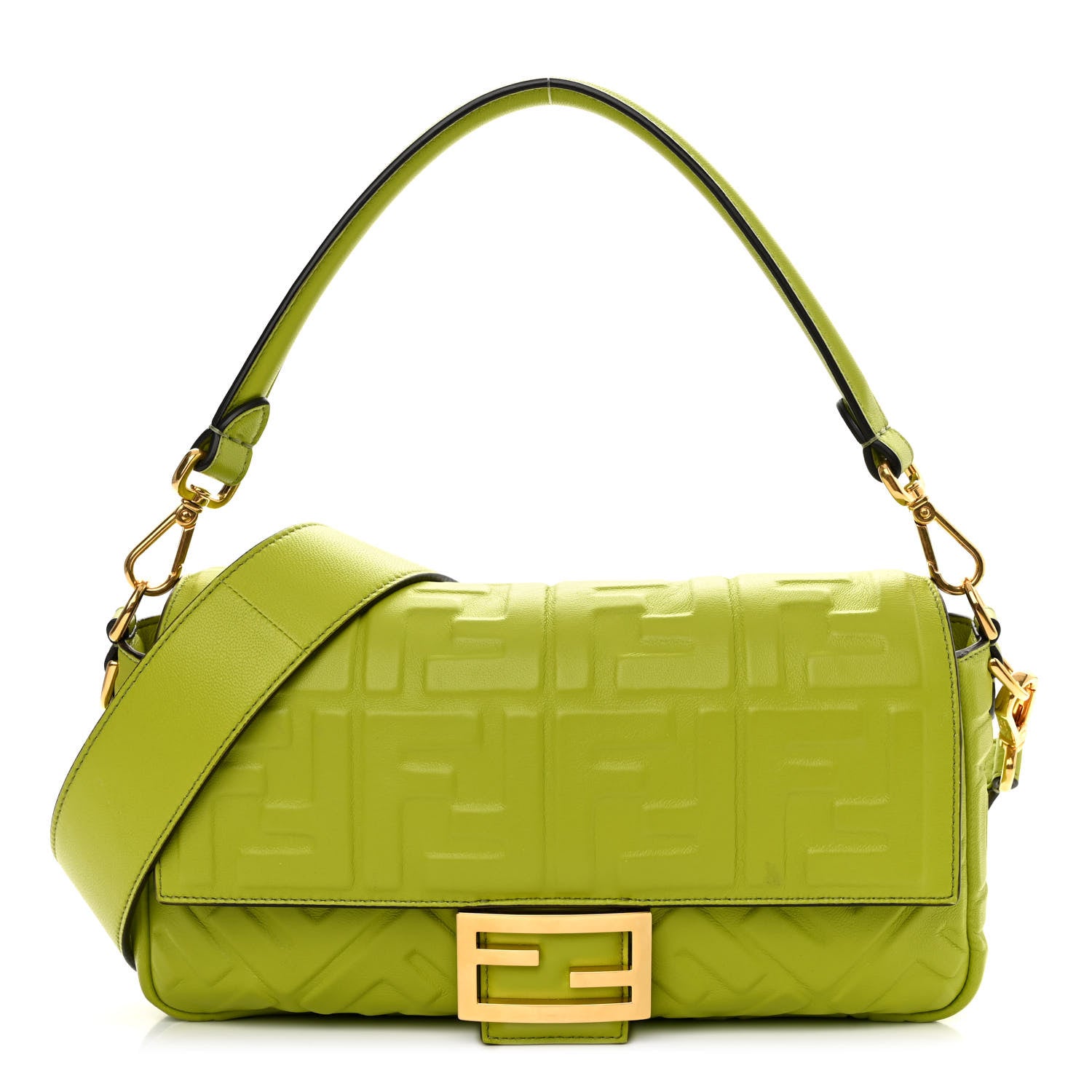 Fendi Nappa FF 1974 Embossed Baguette Wasabi 1 of 10