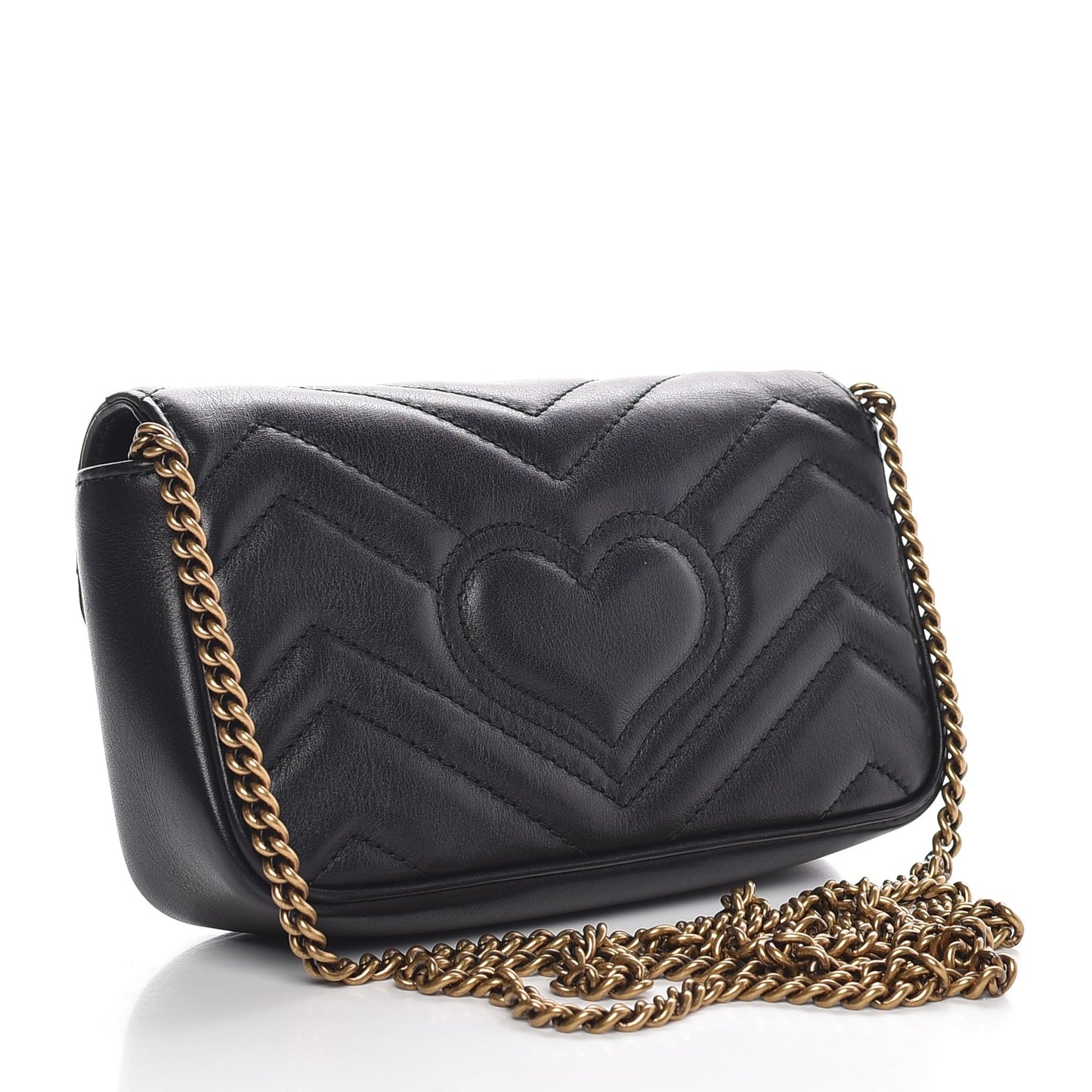 Calfskin Matelasse Super Mini GG Marmont Shoulder Bag Black