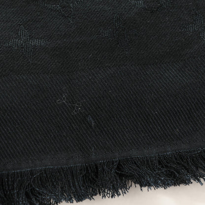 Louis Vuitton Silk Wool Monogram World Tour Shawl Black 6 of 8