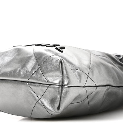 Chanel Metallic Shaded Calfskin Quilted Mini Chanel 22 Black Silver 10 of 11