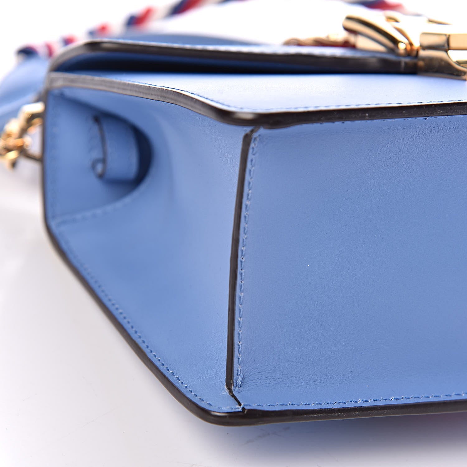 Gucci Vitello Fontanella Web Mini Sylvie Top Handle Bag Clear Sky Blue 9 of 10