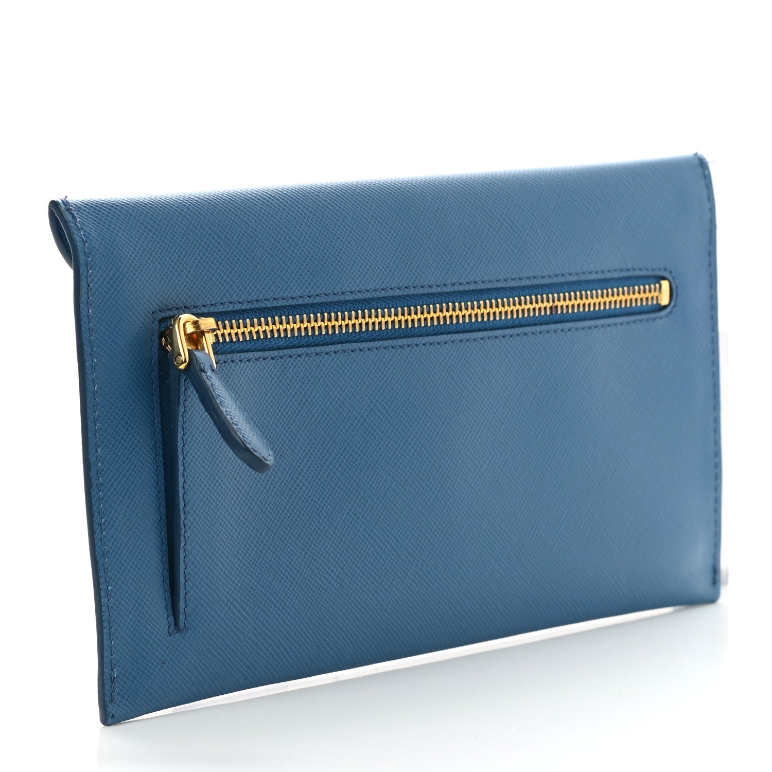 Prada Saffiano Metal Envelope Wallet Blue 3 of 7