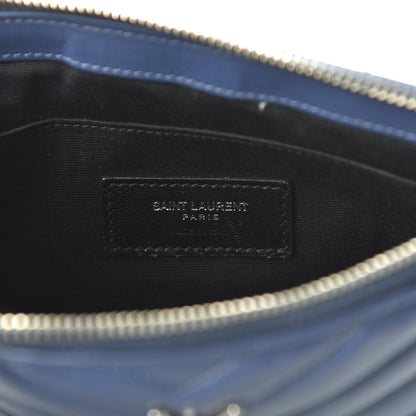 Saint Laurent Calfskin Matelasse Chevron Monogram A5 Wristlet Medium Blue 14 of 22