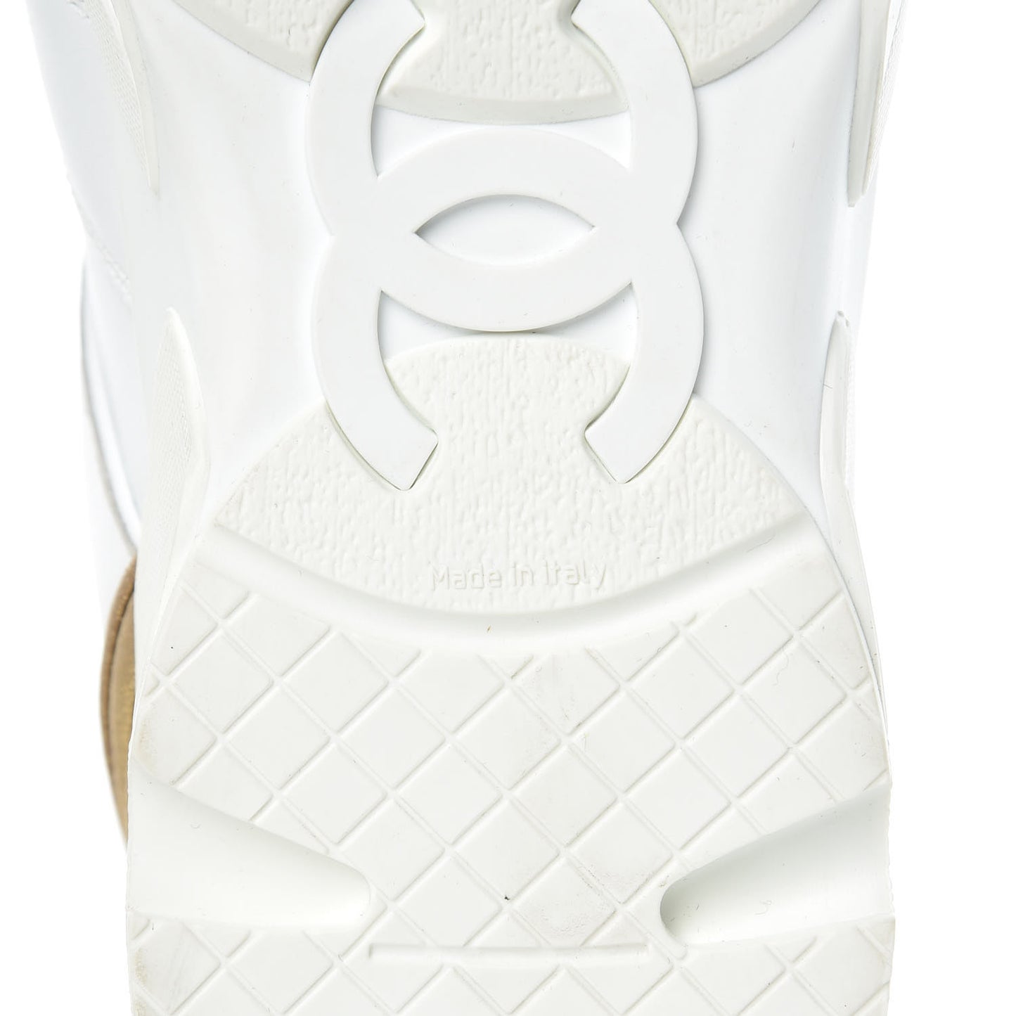 Calfskin Laminated Lambskin CC Sneakers 41 White Gold