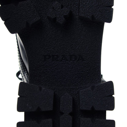 Prada Spazzolato Rois Nylon Metal Triangle Logo Monolith Pouch Pocket 55mm Boots 37 Black 6 of 8